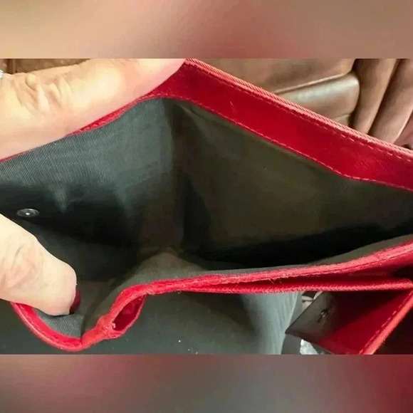 SALE Prada Tessuto Red Vinyl & Leather Tri-Fold Wallet w/Authenticity Card GUC - Picture 7 of 10